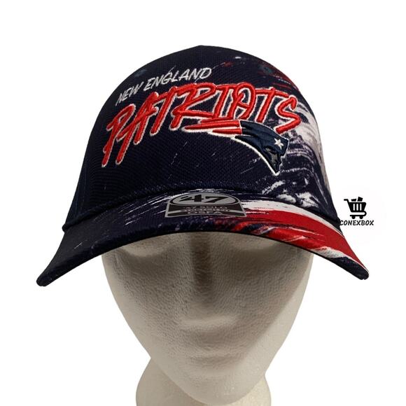 '47 Brand Solo Stretch Fit New England Patriots NFL Football Embroidered Hat Cap - Picture 2 of 12